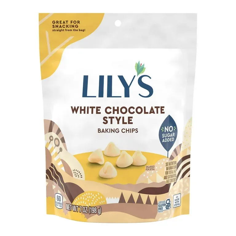 Lily&#39;s White Chocolate Style No Added Sugar Baking Chips, Bag 7 oz