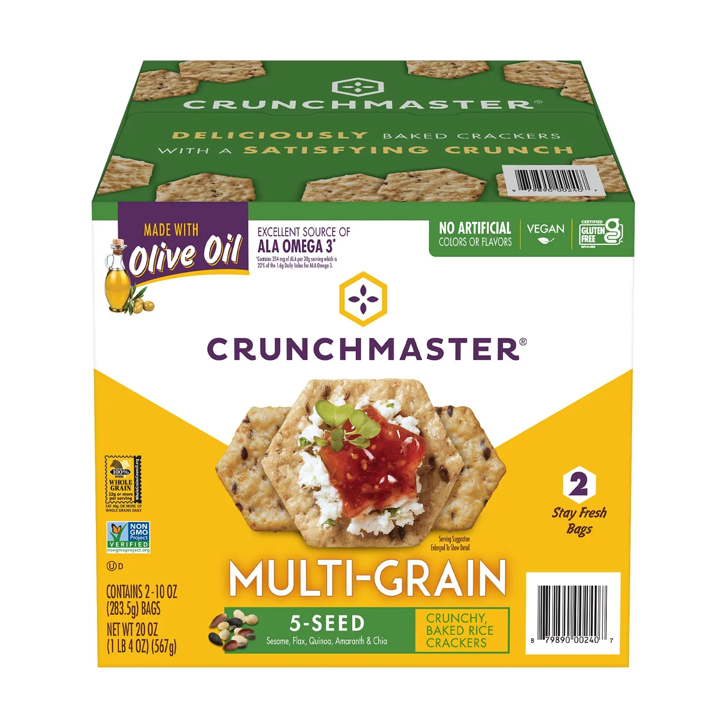 Crunchmaster Gluten-Free Avocado Toast Salt &amp; Pepper Crackers, 3.54 oz.