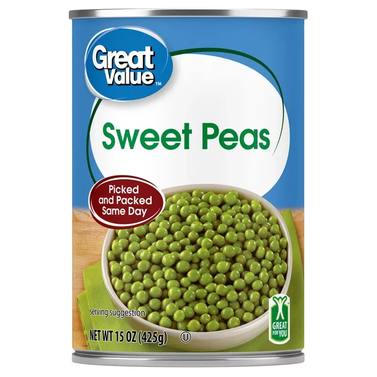 Great Value Sweet Peas, Gluten-Free, 15 oz Can