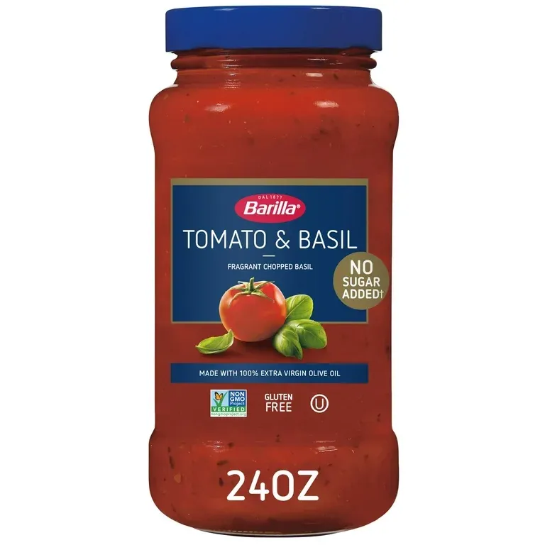 Barilla Pasta Sauce, Tomato and Basil, 24 oz., No Added Sugar, Gluten Free