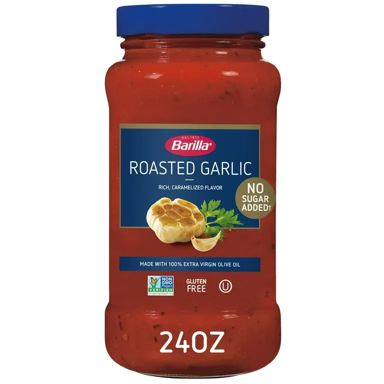 Barilla Pasta Sauce, Roasted Garlic, 24 oz., No Added Sugar, Gluten Free