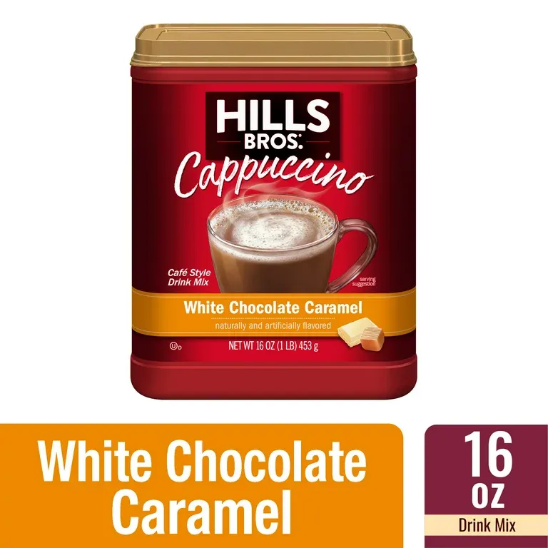 Hills Bros. Instant Cappuccino Mix, White Chocolate Caramel, 16 oz