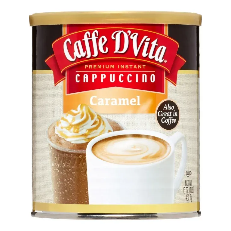 Caffe D&#39;Vita Instant Cappuccino, Caramel, 16 Oz