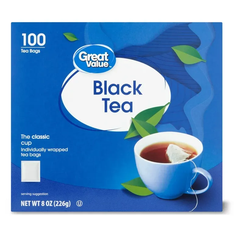 Great Value Black Tea Bags, 8 oz, 100 Count