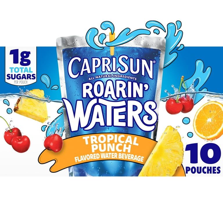 Capri Sun Roarin&#39; Waters Tropical Tide Flavored Water Kids Drink Pouches, 10 Ct Box, 6 fl oz Pouches
