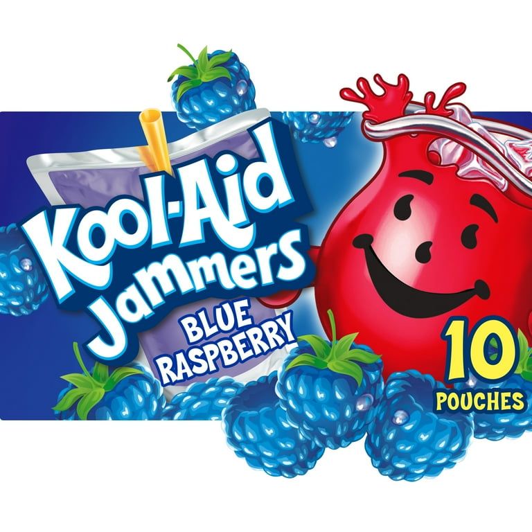Kool Aid Jammers Blue Raspberry Kids Juice Box Pouches, 10 Ct Box, 6 fl oz Pouches