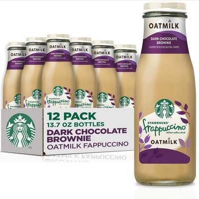 Starbucks Oatmilk Frappuccino, Coffee Drink, Dark Chocolate Brownie, 13.7 fl oz Bottles, (12 Pack), Iced Coffee​
