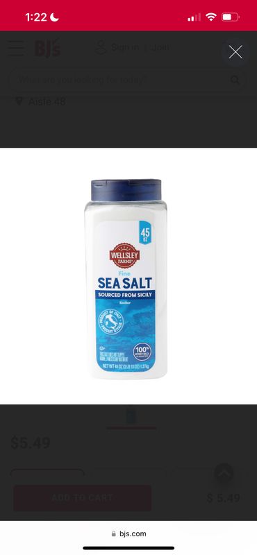 Wellsley Farms Fine Sea Salt, 45 oz.