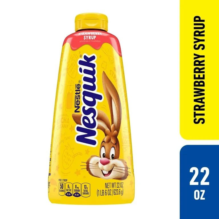 Nesquik Strawberry Flavored Syrup for Milk or Ice Cream, 22 oz Squeeze Bottle