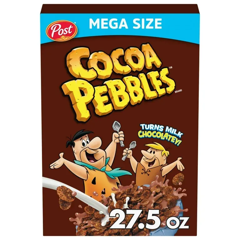 Post Cocoa PEBBLES Cereal, Chocolatey Kids Cereal, Gluten Free, 27.5 oz Mega Size Box
