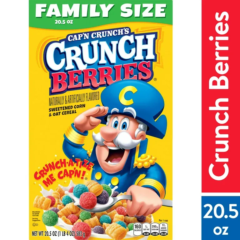 Cap&#39;n Crunch&#39;s Crunch Berries, Kids Breakfast Cereal, 20.5 oz Box