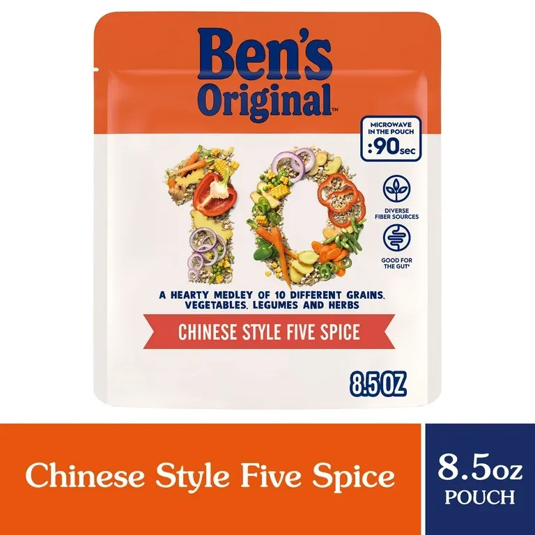 Ben&#39;s Original 10 Medley Chinese Style Five Spice, Hearty Medley of Grains, 8.5 oz Pouch