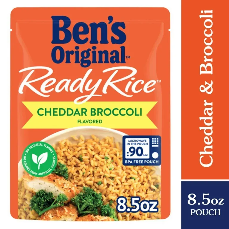 Ben&#39;s Original Cheddar Broccoli Flavored Ready Rice, Easy Dinner Side, 8.5 Ounce Pouch