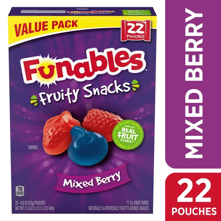 Funables Fruit Flavored Snacks, Mixed Berry, 0.8 oz, 22 Count