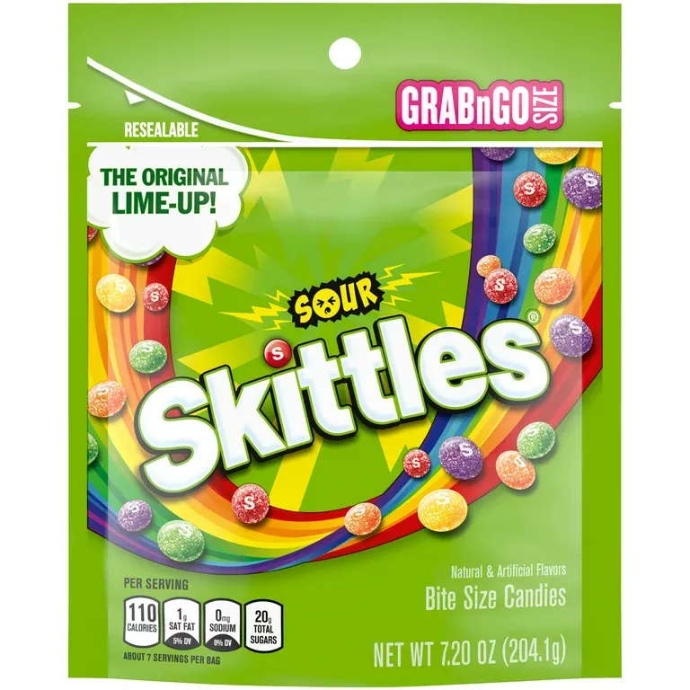 Skittles Sour Candy Grab N Go - 7.2 oz Bag