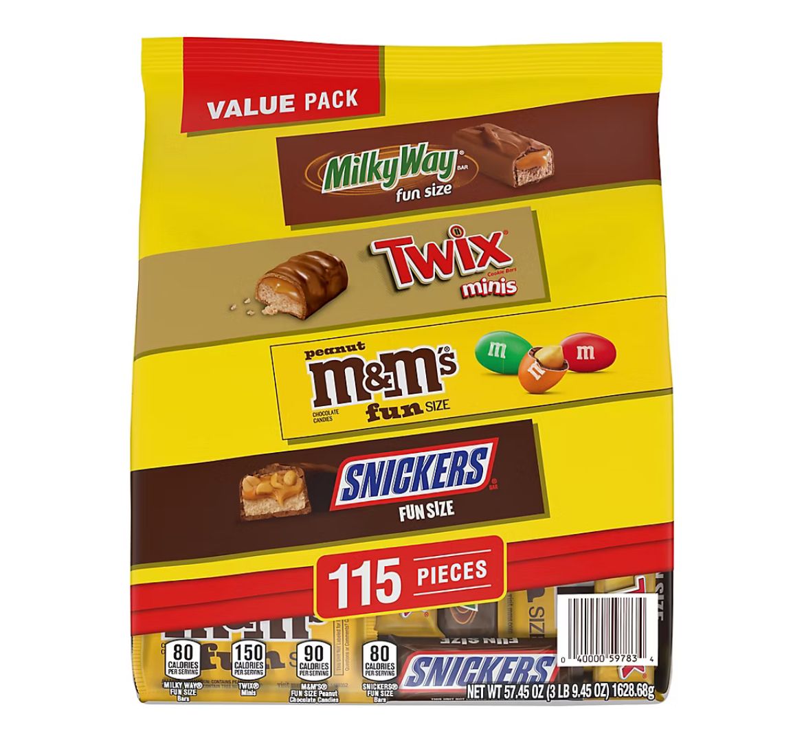 Snickers, M&amp;M&#39;s, Milky Way &amp; Twix Chocolate Candy Variety Pack Bulk Bag, 115 ct.
