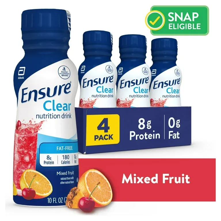 Ensure Clear Nutrition Drink, Mixed Fruit, 10 fl oz, 4 Count