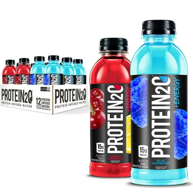 Protein2o 15g Whey Protein Infused Water Plus Energy Variety Pack, 16.9 oz Bottle (Pack of 12)