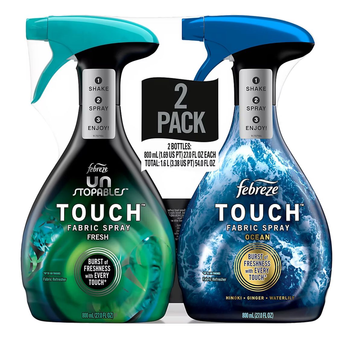 Febreze Touch Fabric Spray and Odor Fighter, 27 oz./2 pk. - Ocean and Fresh