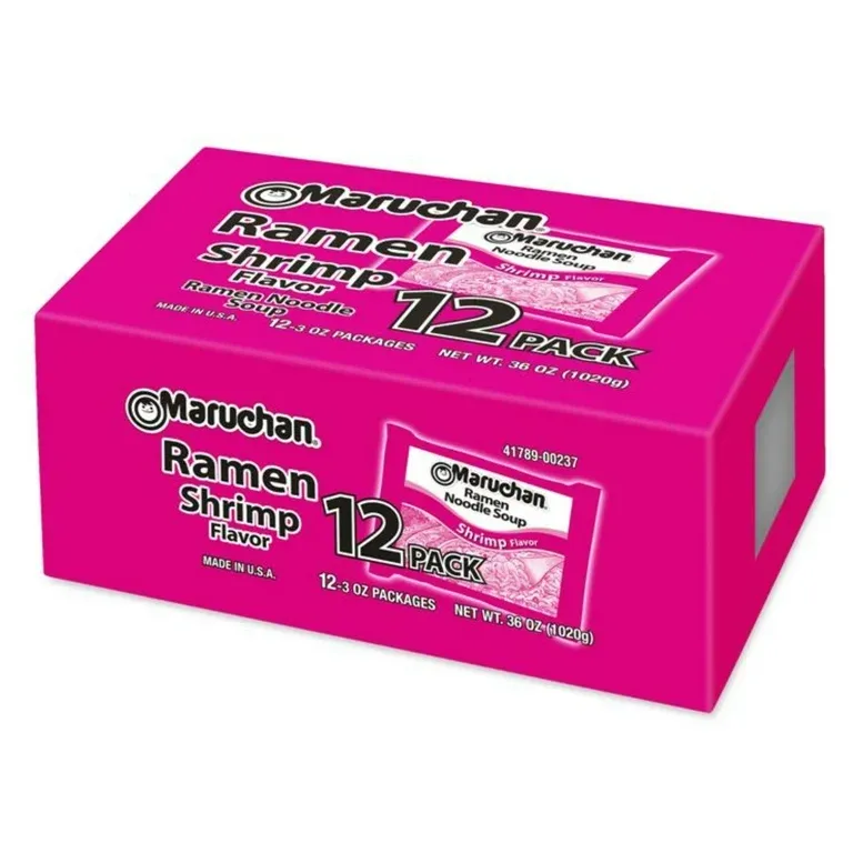 Maruchan Shrimp Flavor Ramen Noodle Soup, 3 oz, 12 Count Shelf Stable Packages