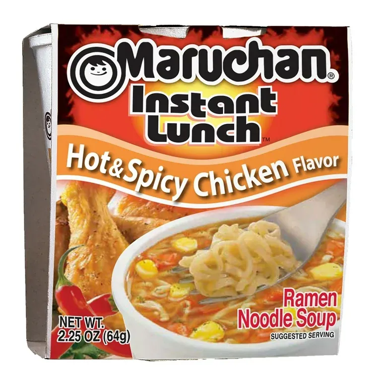 Maruchan Instant Lunch Hot &amp; Spicy Chicken Flavor Noodle Soup, 2.25 oz Shelf Stable Cup