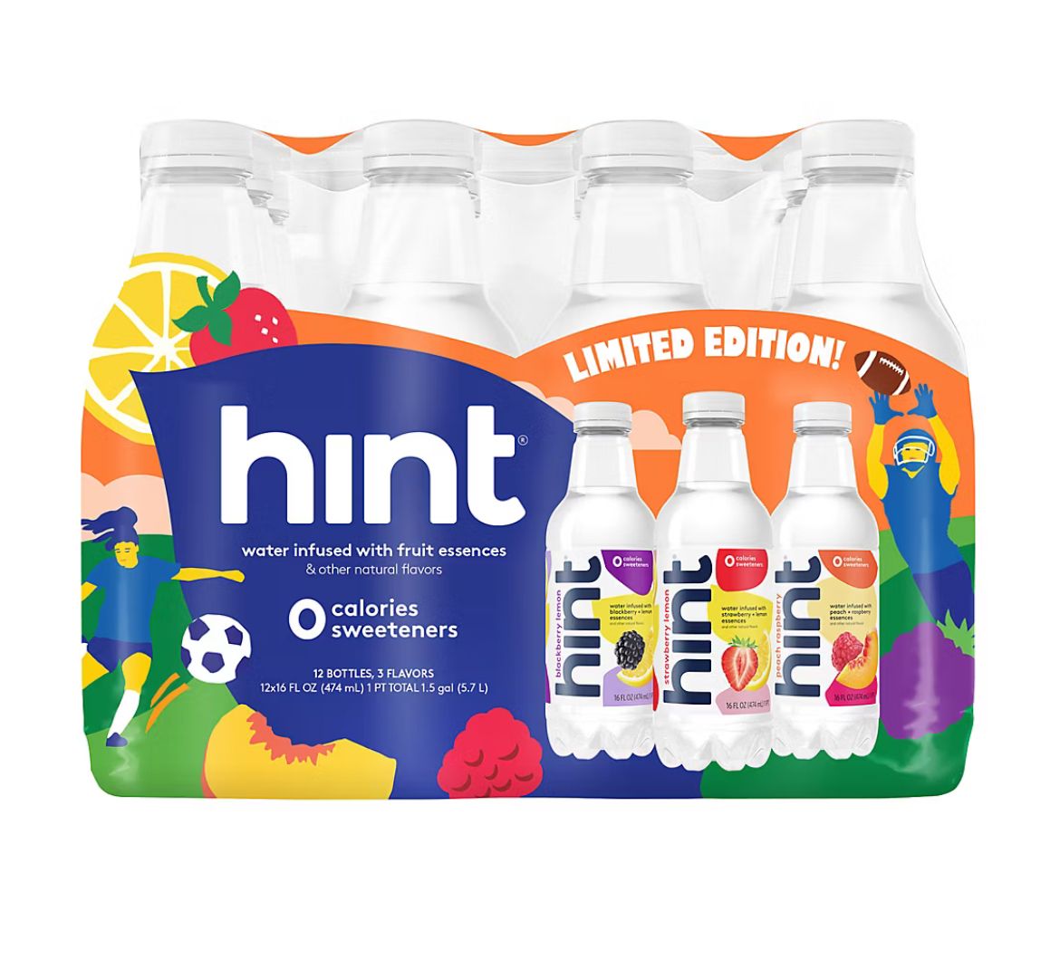 Hint Water Variety Pack Strawberry Lemon, Blackberry Lemon, Peach Raspberry, 12 pk./16 oz.