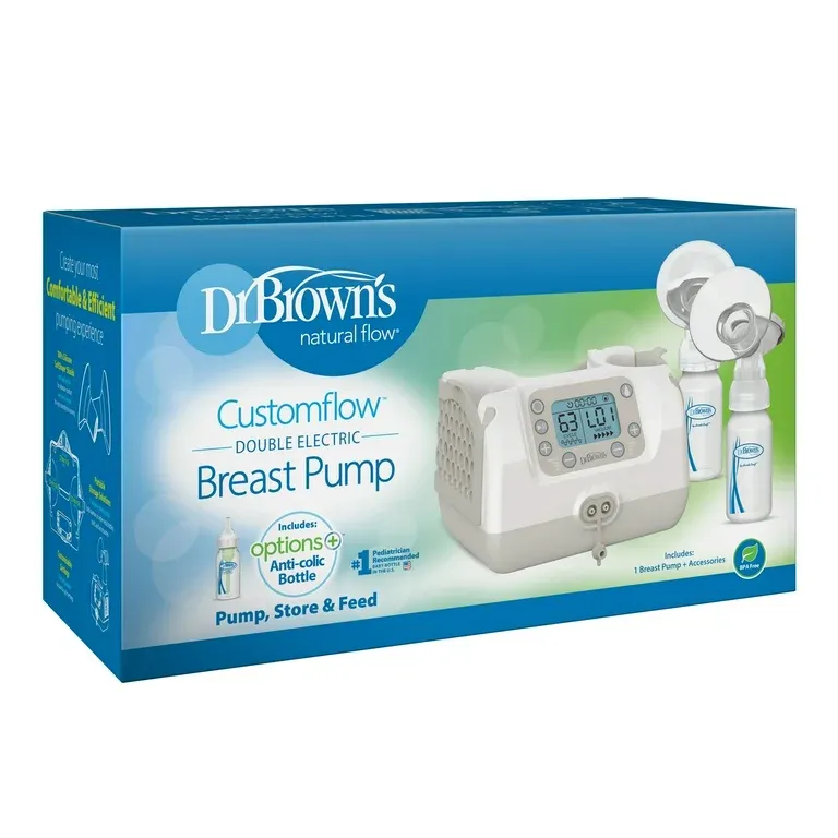 Dr. Brown&#39;s Natural Flow Customflow Hospital Strength Double Electric Breast Pump with Adjustable Settings, Pumping Essentials
