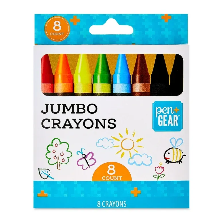 Pen+Gear Jumbo Crayons, Assorted Colors, 8 Count