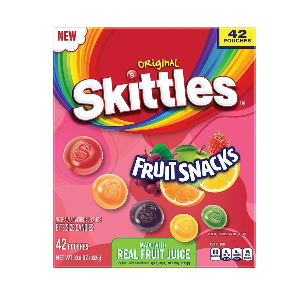 Skittles Original Real Fruit Juice Fruit Snacks Bulk Box, 42 ct.