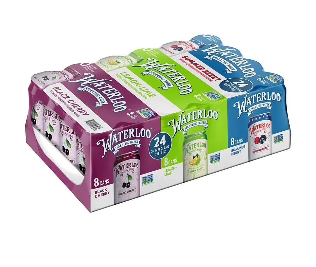 Waterloo Variety Pack Black Cherry, Lemon-Lime, Summer Berry, 24 pk./12 oz.
