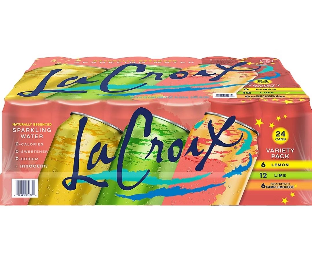 LaCroix Sparkling Lemon, Lime, and Pamplemousse Variety Pack, 24 pk./12 oz.