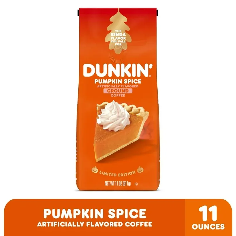 Dunkin’ Pumpkin Spice Ground Coffee, Limited Edition Fall Coffee, 11 oz. Bag