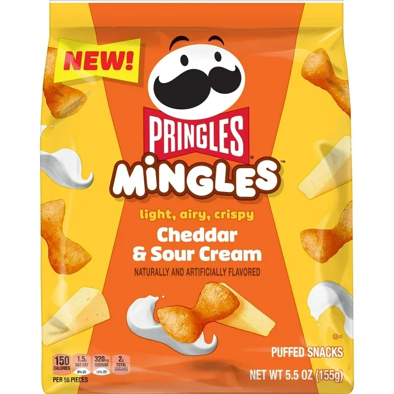 Pringles Mingles Cheddar and Sour Cream Puffed Snacks, Gluten-Free, Cheese Puffs, 5.5 oz