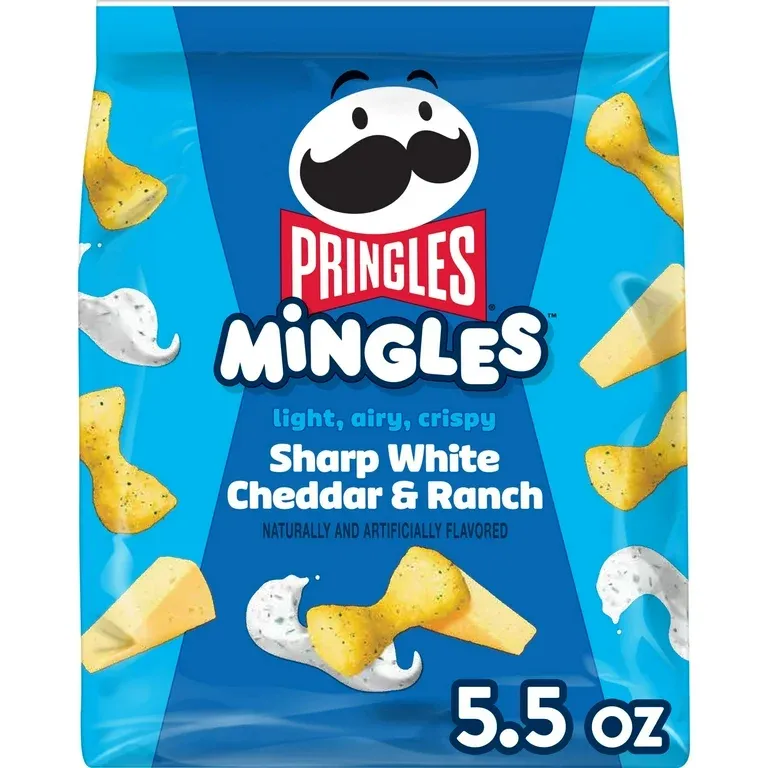 Pringles Mingles Sharp White Cheddar and Ranch Puffed Snacks, Gluten-Free, Cheese Puffs, 5.5 oz
