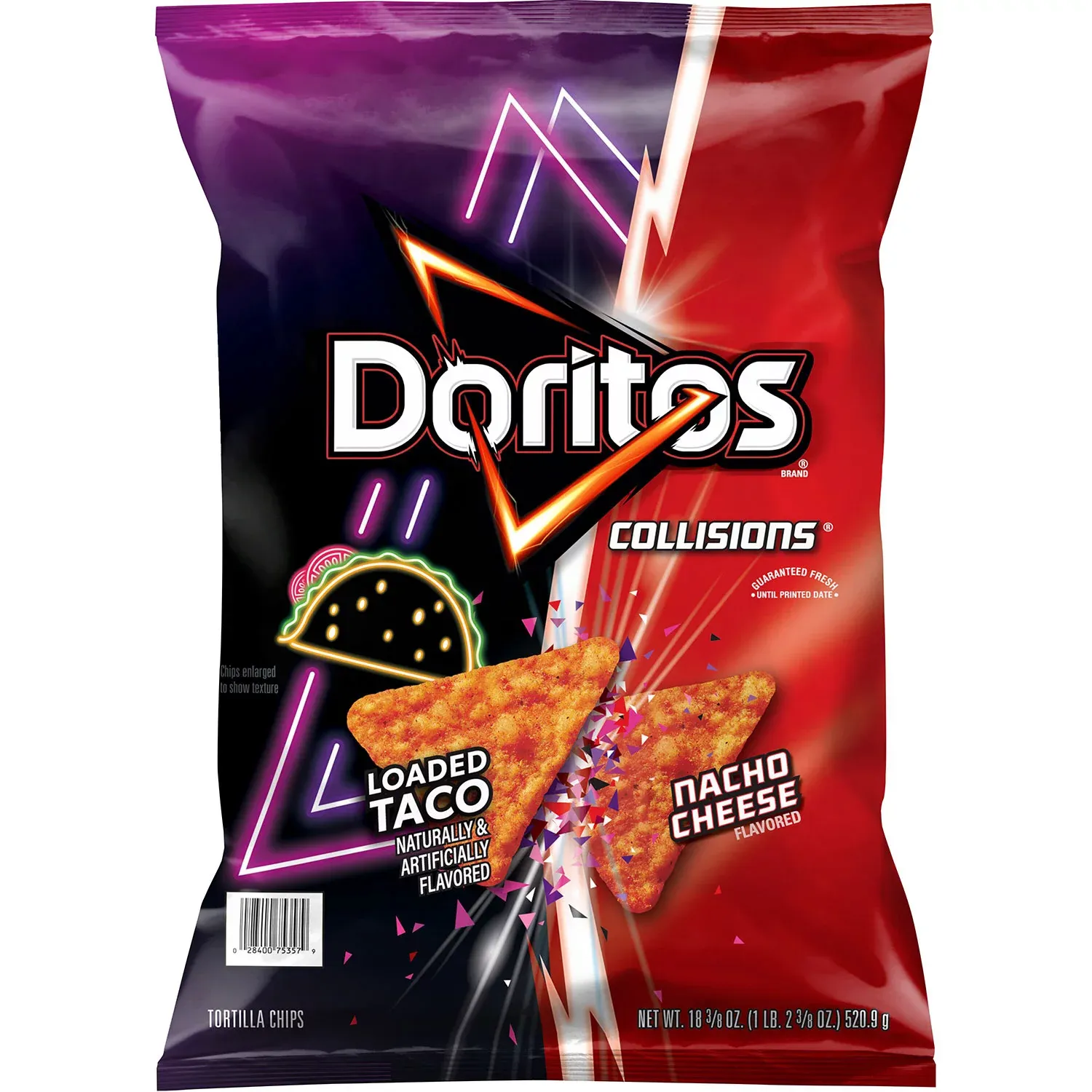 Doritos Collisions Nacho Cheese &amp; Loaded Taco Tortilla Chips, 18.375 oz.