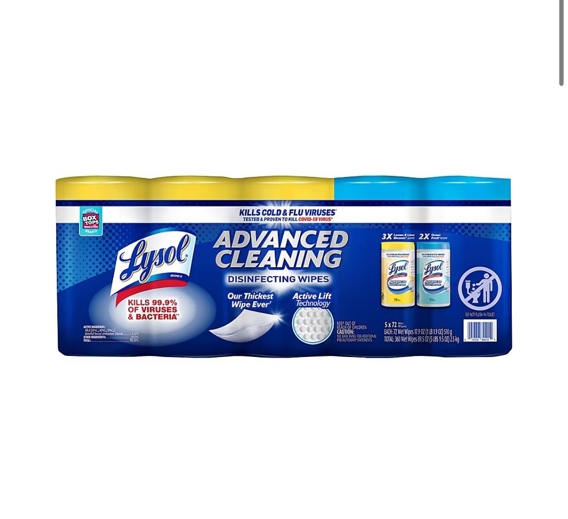 Lysol Advanced Cleaning Disinfecting Wipes Variety Pack, 360 ct.