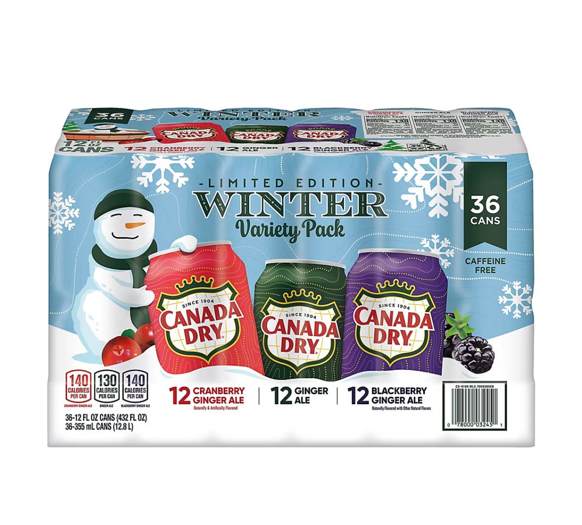 Canada Dry Ginger Ale Winter Variety Pack, 36 pk./12 oz. cans