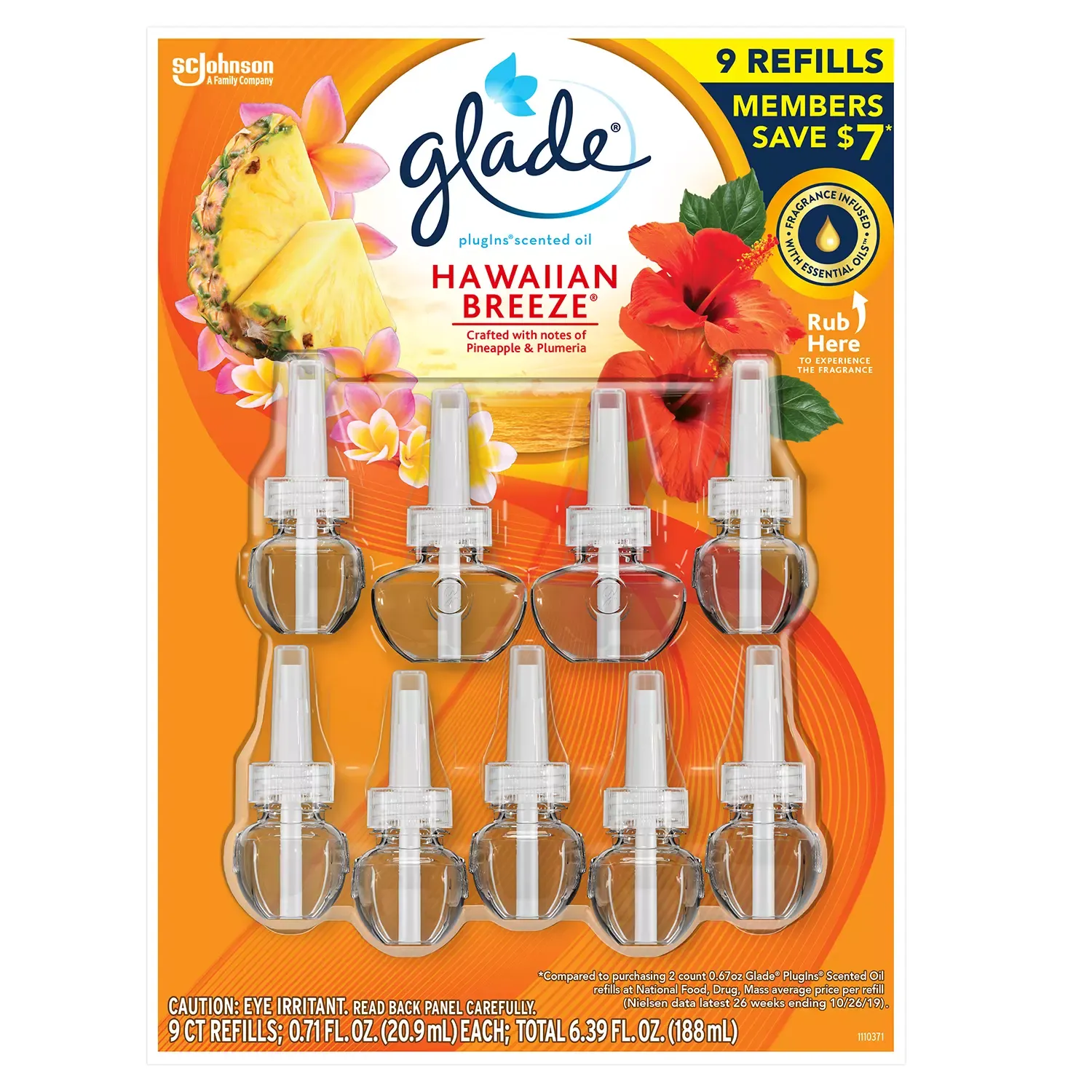 Glade PlugIns Scented Essential Oil Refills, Choose Scent 6.39 fl. oz., 9 ct.