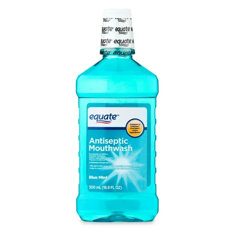Equate Antiseptic Mouthwash, Blue Mint, 16.9 fl oz