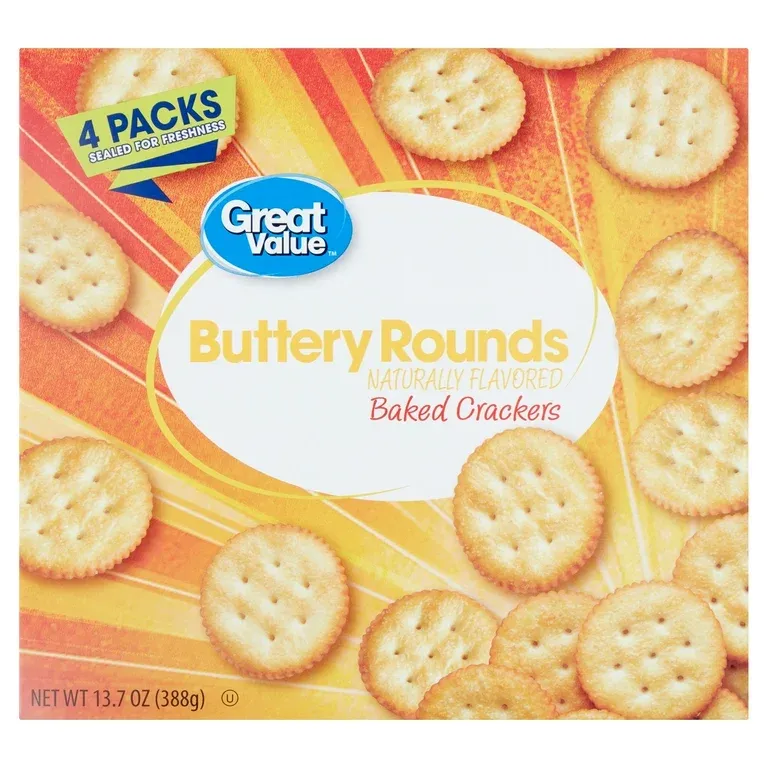 Great Value Baked Buttery Round Crackers, 13.7 oz