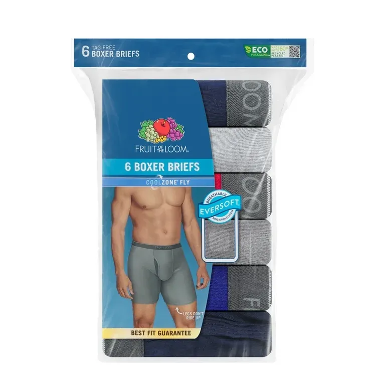 Fruit of the Loom Men&#39;s CoolZone Fly Boxer Briefs, 6-Pack