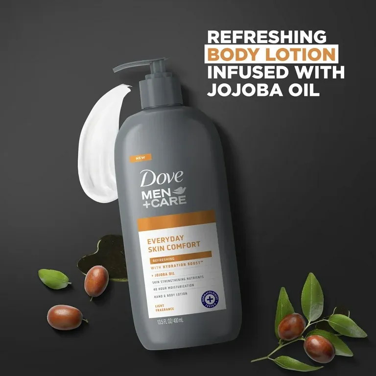 Dove Men+Care Everyday Skin Comfort Non Greasy Men&#39;s Hand and Body Lotion Dry Skin, Light, 13.5 oz