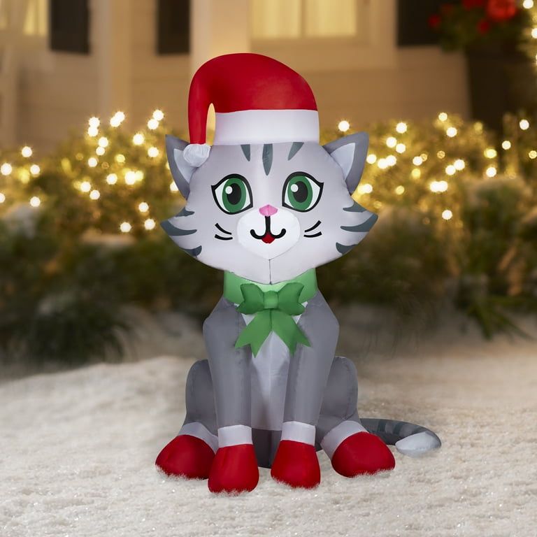 New Christmas Airblown Inflatables Yard Decoration Tabby Cat, 3.5 ft