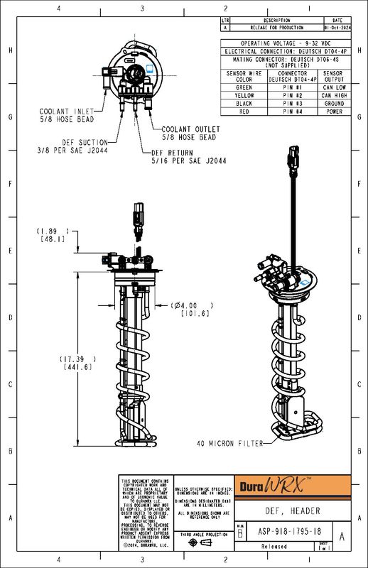 DuraWRX™ DEF Header, Helical Heater, 40 MICRON, 18"