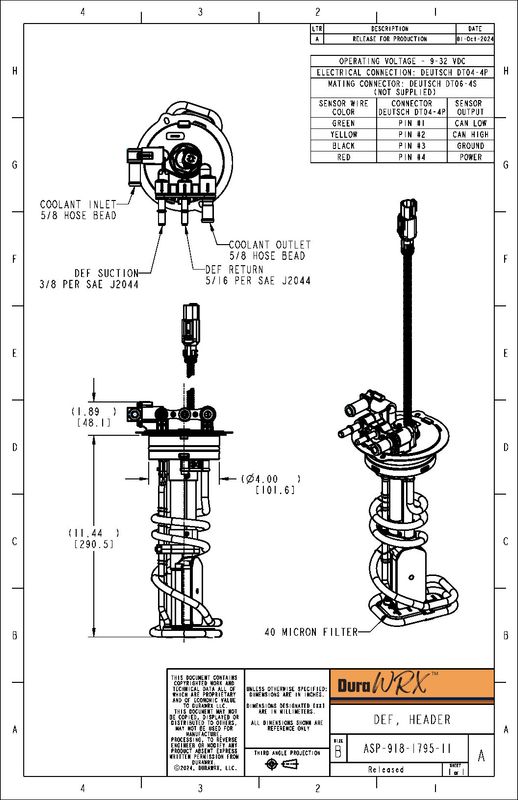 DuraWRX™ DEF Header, Helical Heater, 40 MICRON, 11"