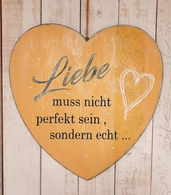 Schilderbilder Liebe muss nicht perfekt sein, gelbtöne Schilderbilder Liebe muss nicht perfekt sein, gelbtöne