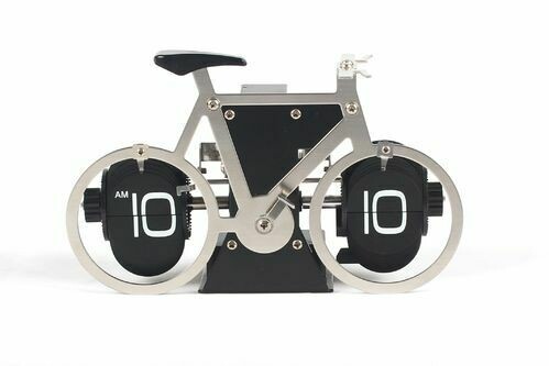 Tisch / Wanduhr Flip, Fahrrad, silber