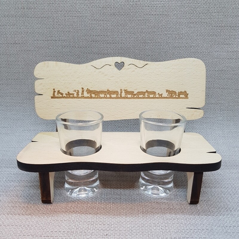 Schnapsbänkli ALPAUFZUG, 2 Glas