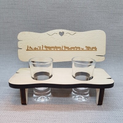 Schnapsbänkli ALPAUFZUG, 2 Glas