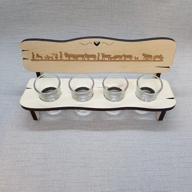 Schnapsbänkli  ALPAUFZUG, 4 Glas